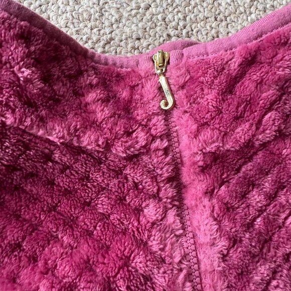 Juicy Couture Girls 1/4 Zip Fleece Pullover – Size 12 Dark Pink Cozy Sweatshirt - Picture 2 of 8